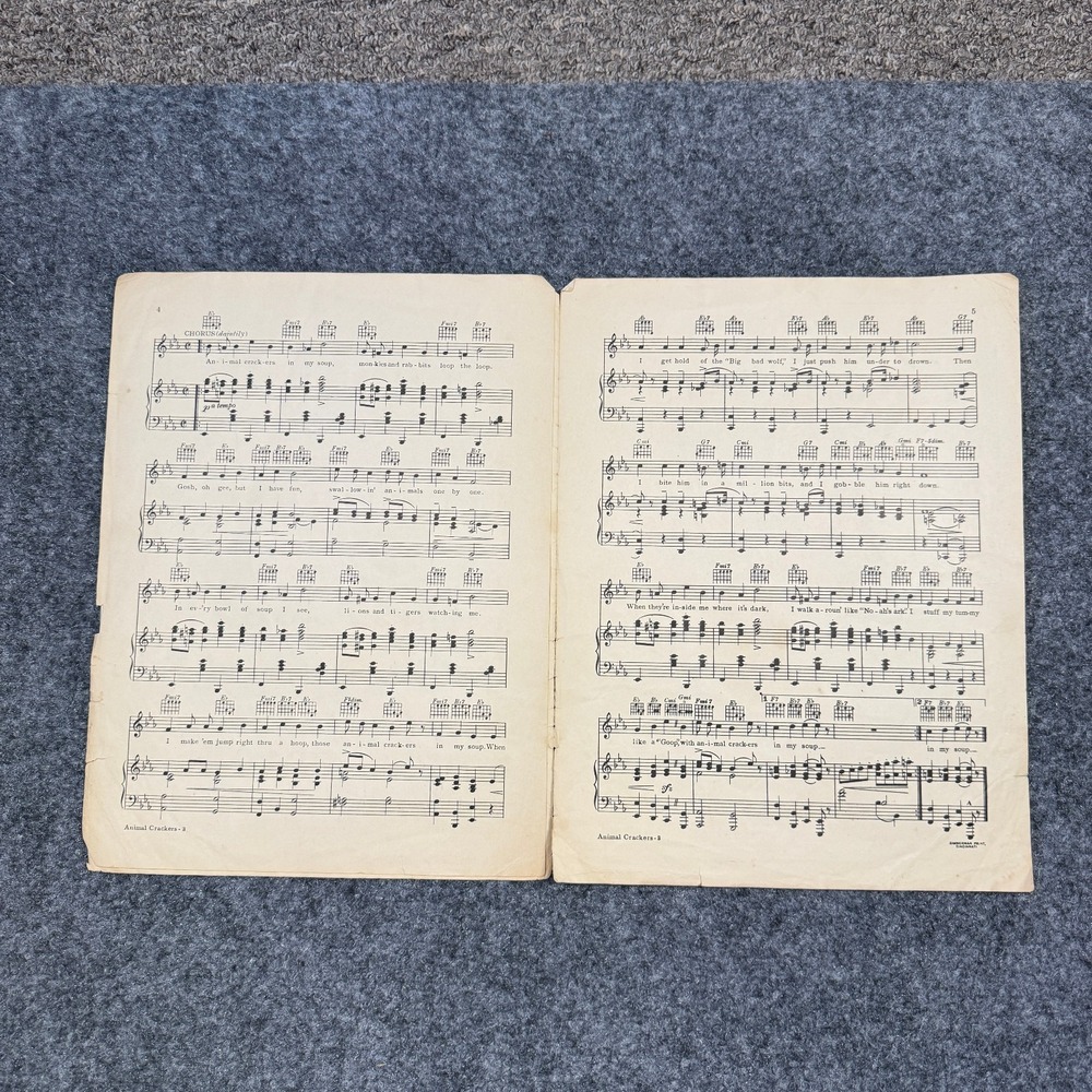 Animal Crackers In My Soup Vintage 1935 Sheet Music From Fox Picture Curly Top - Picture 5 of 7